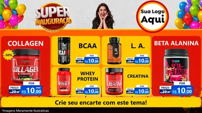 Modelo de TV para TV Horizontal com o tema Super Inauguração para Suplementos alimentares