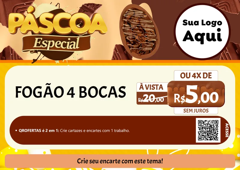 Modelo de Cartaz para Cartaz A4 Horizontal com o tema Páscoa Especial para Móveis e Eletro