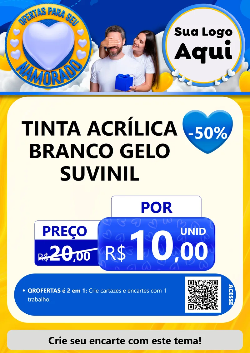 Modelo de Cartaz para Cartaz A4 Vertical com o tema Ofertas Para Seu Namorado para Tintas e Ferramentas