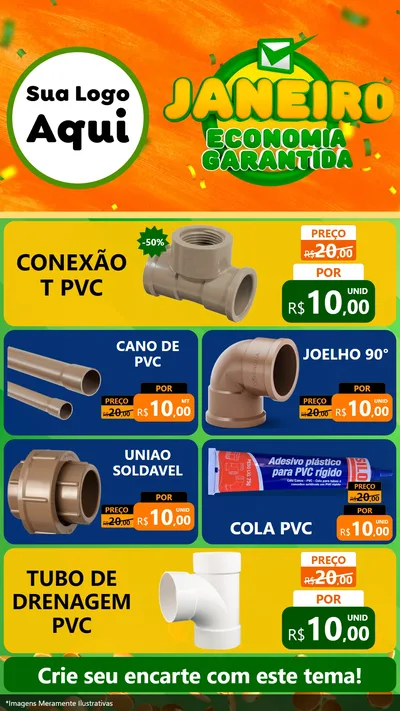 Modelo de TV para TV Vertical com o tema Janeiro - Economia Garantida para Tubos e conexões