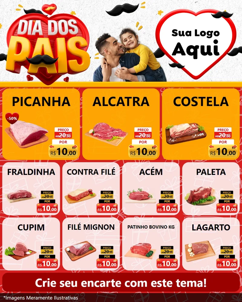 Modelo de Rede Social para Feed Instagram com o tema Dia dos Pais para Açougue