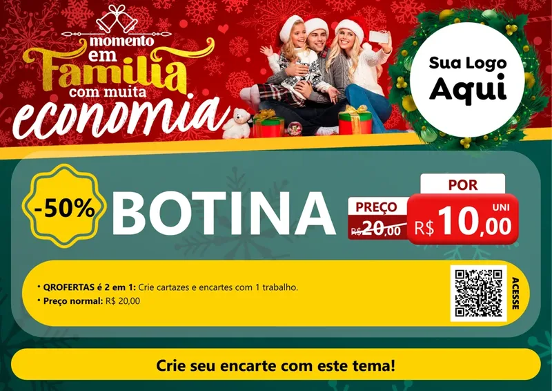 Modelo de Cartaz para Cartaz A4 Horizontal com o tema Momento em Família (Natal) para Agropecuária