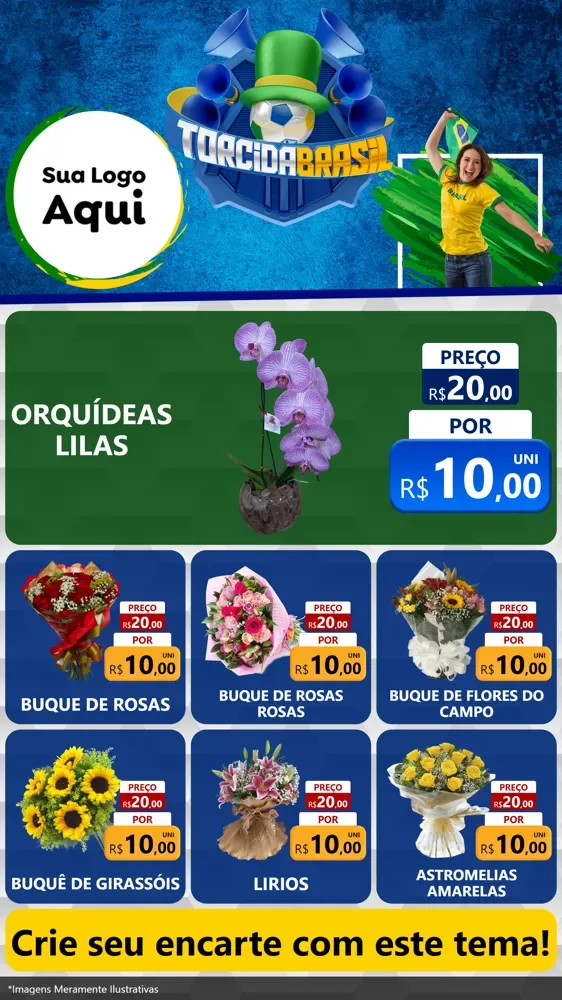 Modelo de Rede Social para Stories com o tema Torcida Brasil - Copa para Floricultura e jardim