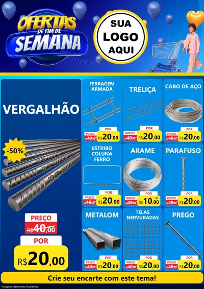 Modelo de Encarte para Encarte A4 Vertical com o tema Ofertas de Fim de Semana para Ferragens
