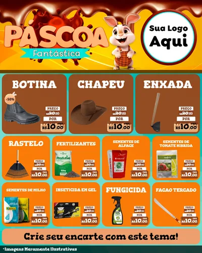 Modelo de Rede Social para Feed Instagram com o tema Páscoa Fantástica para Agropecuária