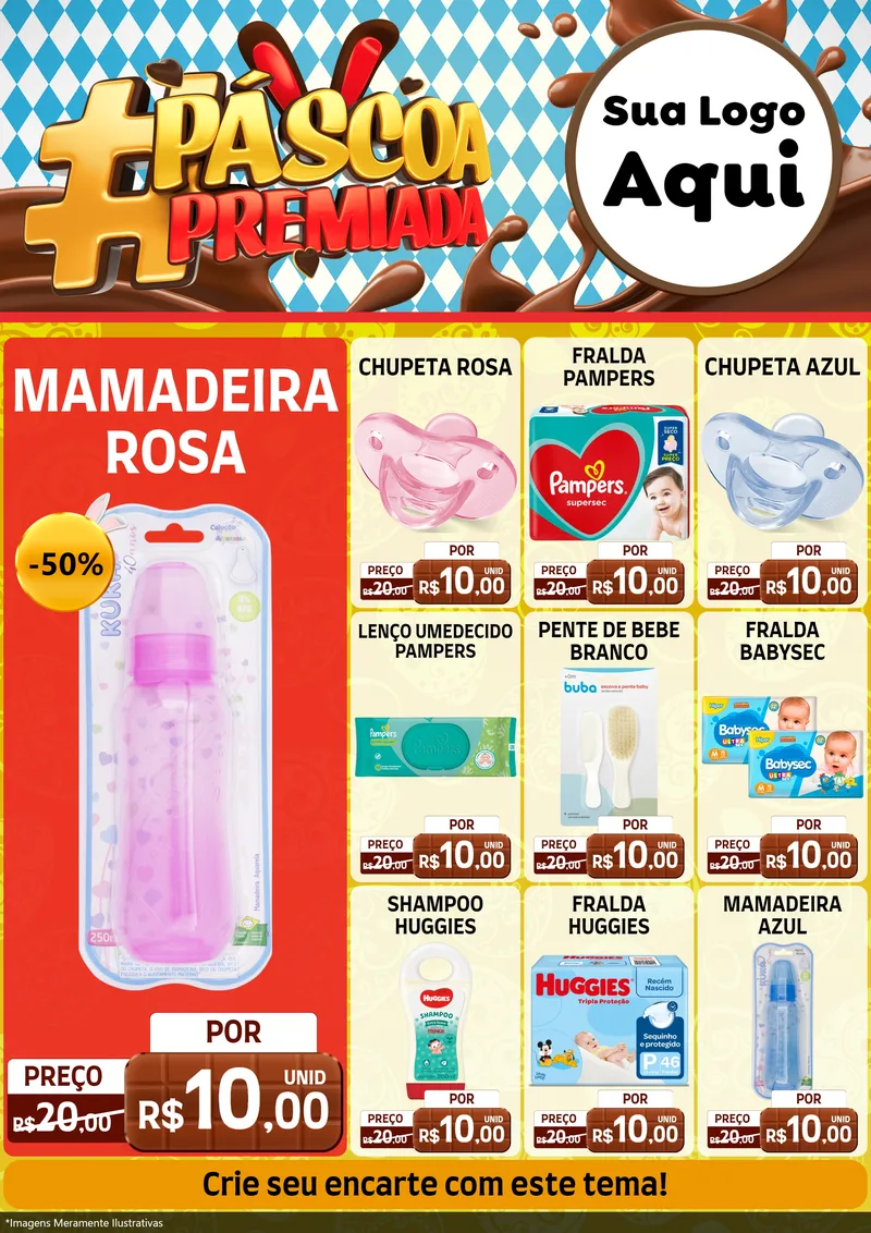 Modelo de Encarte para Encarte A4 Vertical com o tema Páscoa Premiada para Bebês