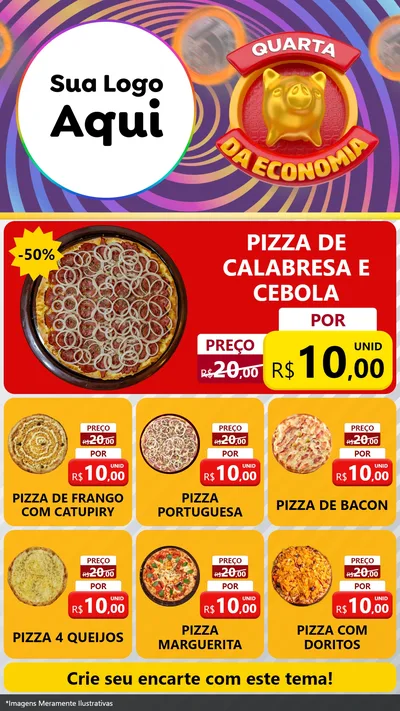 Modelo de Rede Social para Stories com o tema Quarta da Economia para Pizzaria
