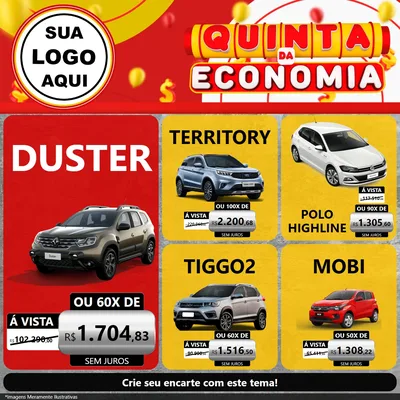 Modelo de Rede Social para Feed Facebook com o tema Quinta da Economia para Concessionaria de Carros