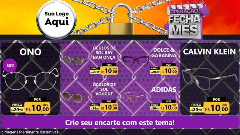 Modelo de TV para TV Horizontal com o tema Operação Fecha Mês para Óticas