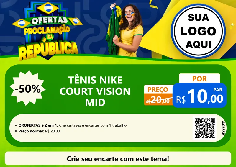 Modelo de Cartaz para Cartaz A4 Horizontal com o tema Ofertas Proclamação da República para Calçados