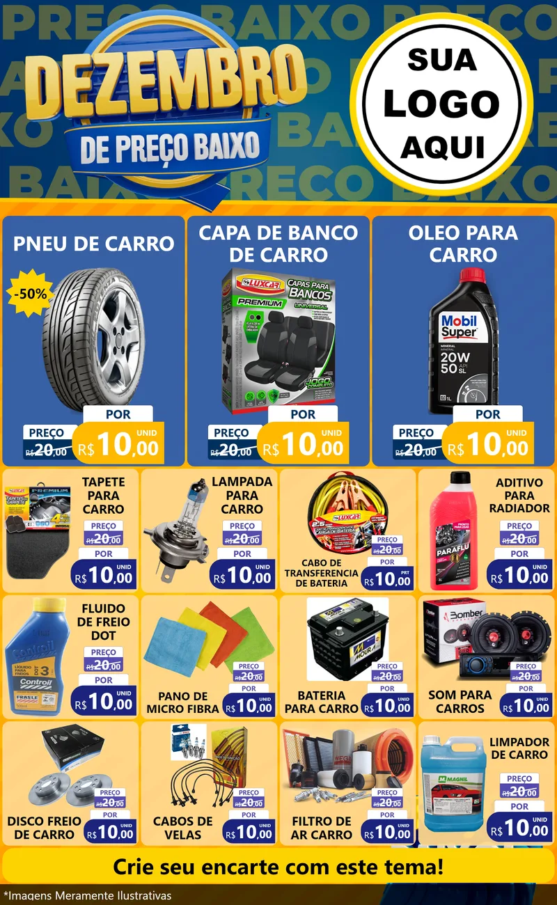 Modelo de Encarte para Encarte Grande com o tema Dezembro de Preço Baixo para Auto peças