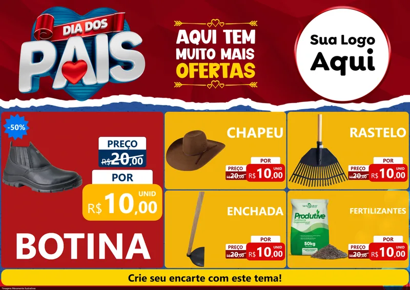 Modelo de Encarte para Encarte A4 Horizontal com o tema Dia dos Pais para Agropecuária
