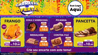 Modelo de TV para TV Horizontal com o tema Carnaval de Ofertas para Assados
