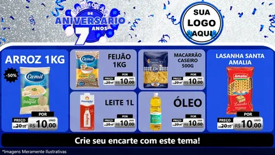 Modelo de TV para TV Horizontal com o tema Promoção de Aniversário - 7 Anos para Supermercado