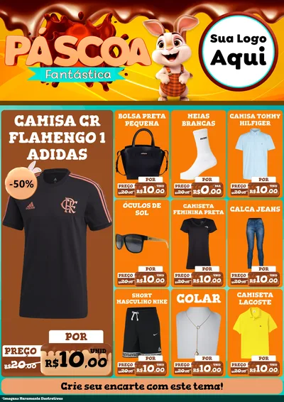 Modelo de Encarte para Encarte A4 Vertical com o tema Páscoa Fantástica para Roupas e acessórios