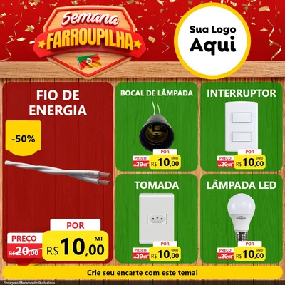 Modelo de Rede Social para Feed Facebook com o tema Semana Farroupilha para Materiais Elétricos