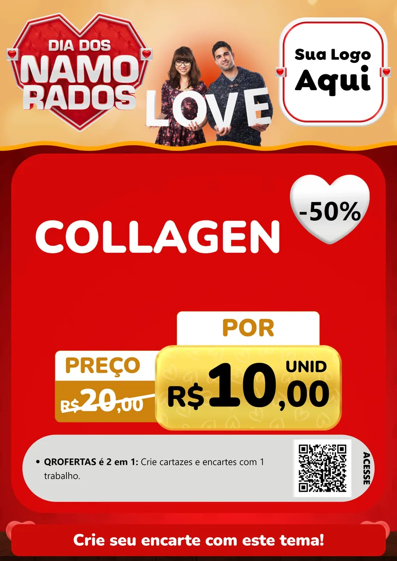 Modelo de Cartaz para Cartaz A4 Vertical com o tema Dia dos Namorados para Suplementos alimentares