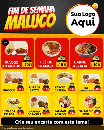 Modelo de Rede Social para Feed Instagram com o tema Final de Semana Maluco para Restaurante