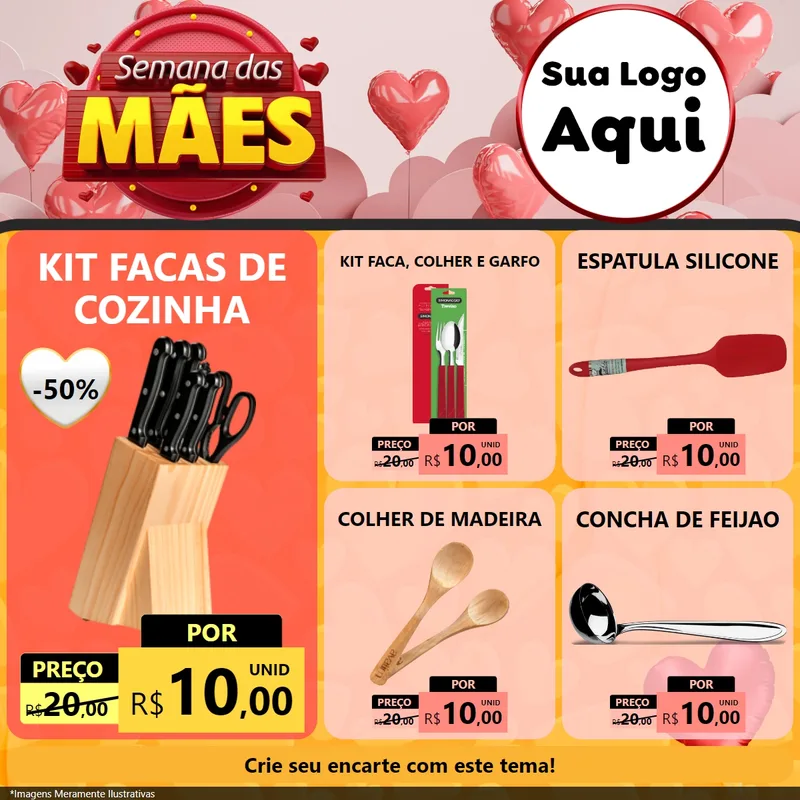Modelo de Rede Social para Feed Facebook com o tema Semana das Mães para Utilidades Domésticas
