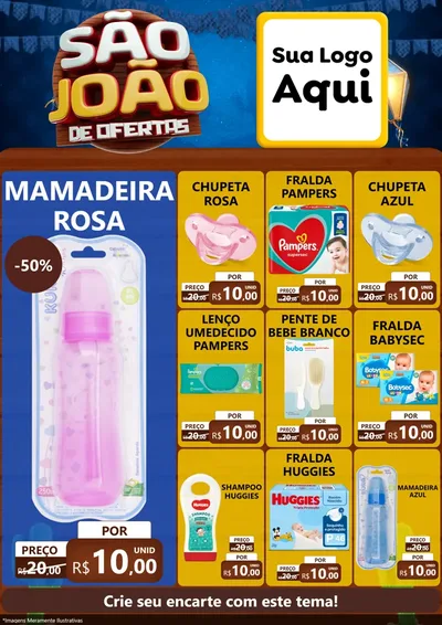 Modelo de Encarte para Encarte A4 Vertical com o tema São João Ofertas Imbatíveis! - Junina para Bebês