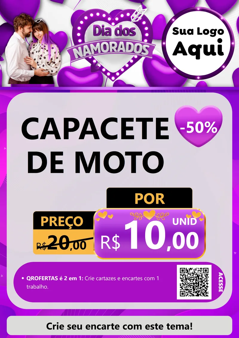 Modelo de Cartaz para Cartaz A4 Vertical com o tema Dia dos Namorados para Moto peças