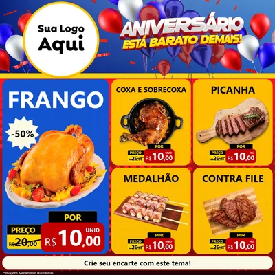 Modelo de Rede Social para Feed Facebook com o tema Aniversário para Assados