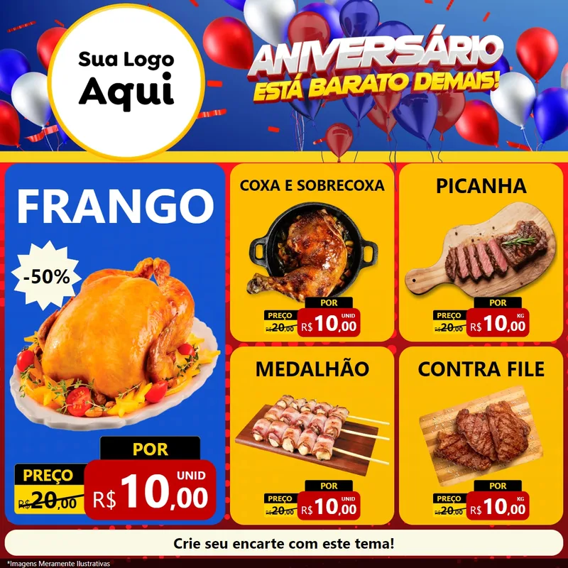 Modelo de Rede Social para Feed Facebook com o tema Aniversário para Assados