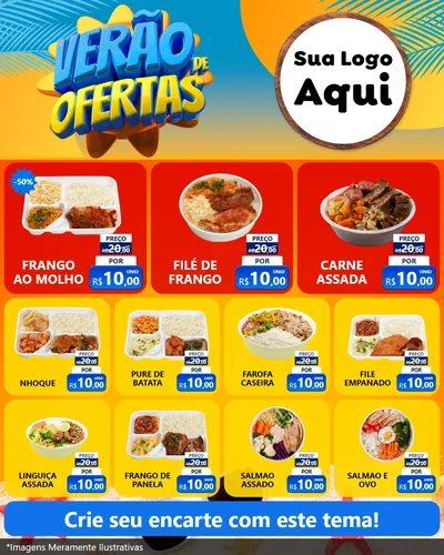 Modelo de Rede Social para Feed Instagram com o tema Verão de Ofertas para Restaurante