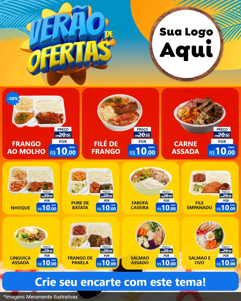 Modelo de Rede Social para Feed Instagram com o tema Verão de Ofertas para Restaurante