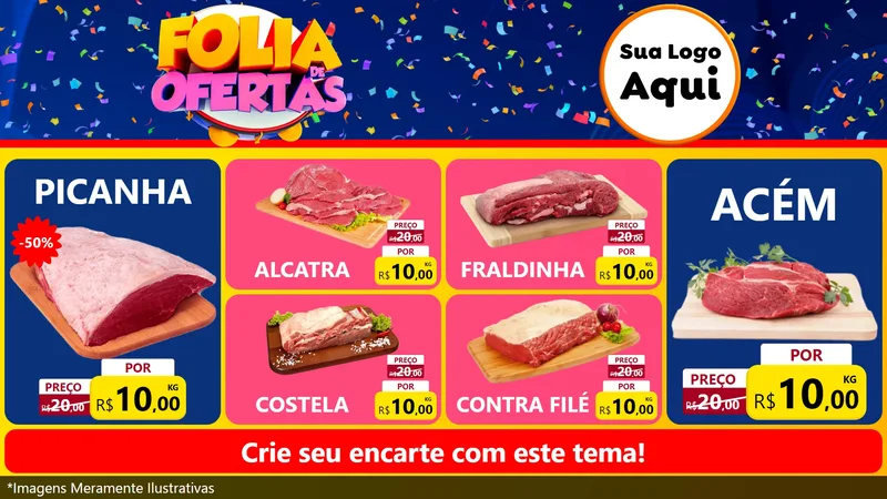 Modelo de TV para TV Horizontal com o tema Folia de Ofertas para Açougue
