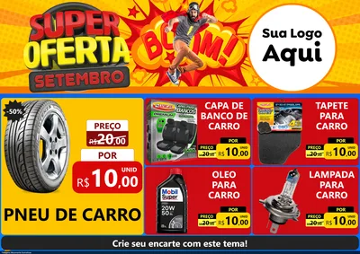 Modelo de Encarte para Encarte A4 Horizontal com o tema Super Oferta Setembro para Auto peças