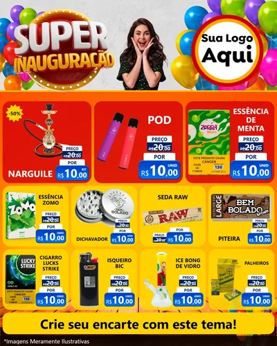 Modelo de Rede Social para Feed Instagram com o tema Super Inauguração para Tabacaria