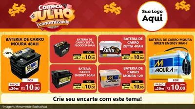 Modelo de TV para TV Horizontal com o tema Comece Julho Economizando para Baterias Elétricas