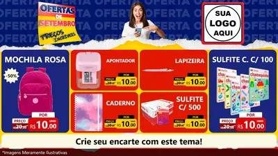 Modelo de TV para TV Horizontal com o tema Ofertas de Setembro - Preços Incríveis para Papelaria