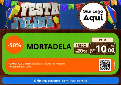 Modelo de Cartaz para Cartaz A4 Horizontal com o tema Festa Julina para Frios e Laticínios