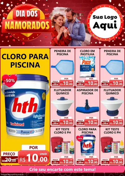 Modelo de Encarte para Encarte A4 Vertical com o tema Dia Dos Namorados para Produtos para Piscina