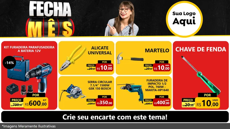 Modelo de TV para TV Horizontal com o tema Fecha Mês para Maquinas e Ferramentas