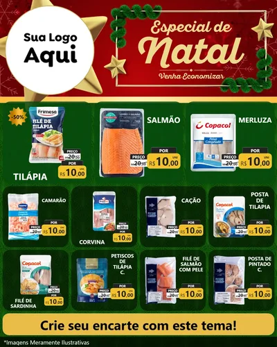 Modelo de Rede Social para Feed Instagram com o tema Especial de Natal para Peixaria