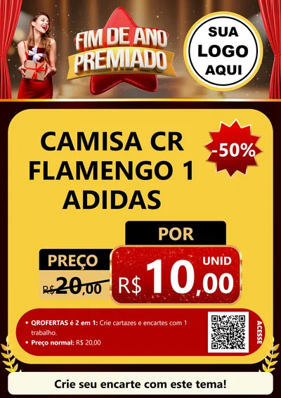 Modelo de Cartaz para Cartaz A4 Vertical com o tema Fim de Ano Premiado para Roupas e acessórios