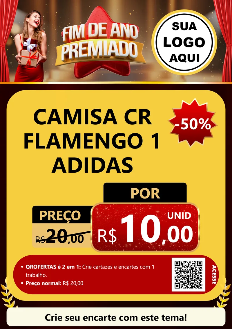 Modelo de Cartaz para Cartaz A4 Vertical com o tema Fim de Ano Premiado para Roupas e acessórios