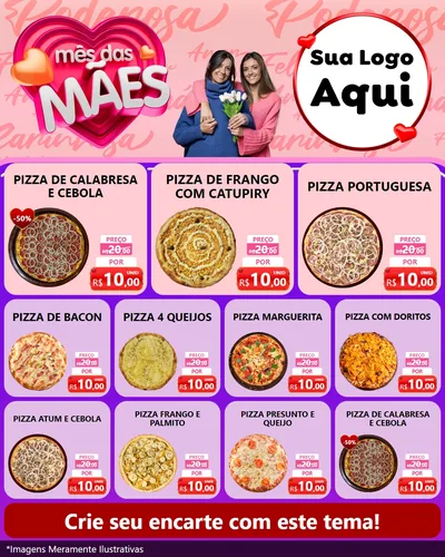 Modelo de Rede Social para Feed Instagram com o tema Mês Das Mães para Pizzaria