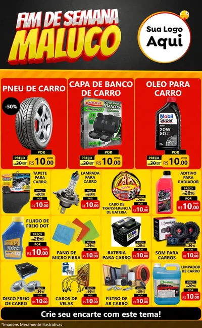 Modelo de Encarte para Encarte Grande com o tema Final de Semana Maluco para Auto peças