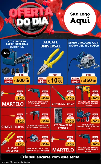 Modelo de Encarte para Encarte Grande com o tema Oferta do Dia para Maquinas e Ferramentas