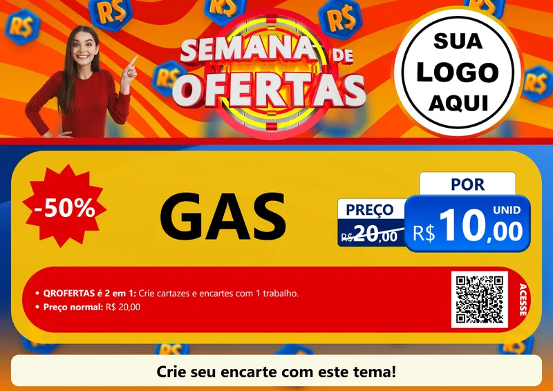 Modelo de Cartaz para Cartaz A4 Horizontal com o tema Semana de Ofertas para Água e gás