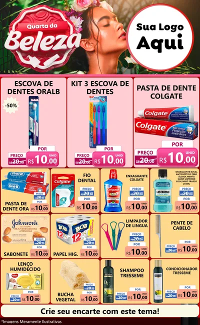 Modelo de Encarte para Encarte Grande com o tema Quarta da Beleza para Higiene Pessoal