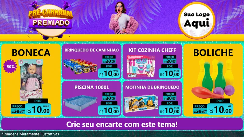Modelo de TV para TV Horizontal com o tema Pré-Carnaval Premiado para Brinquedos