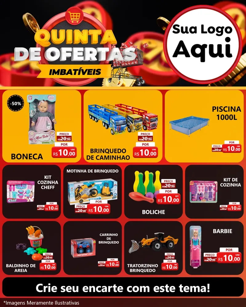 Modelo de Rede Social para Feed Instagram com o tema Quinta de Ofertas Imbatíveis para Brinquedos