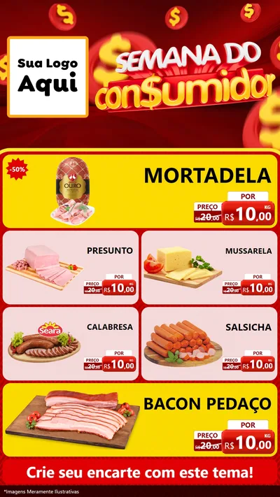 Modelo de TV para TV Vertical com o tema Semana do Consumidor para Frios e Laticínios