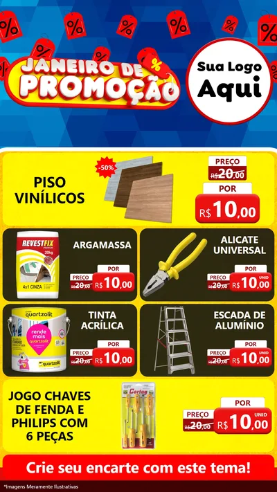 Modelo de TV para TV Vertical com o tema Janeiro de Promoção para Material para Construção
