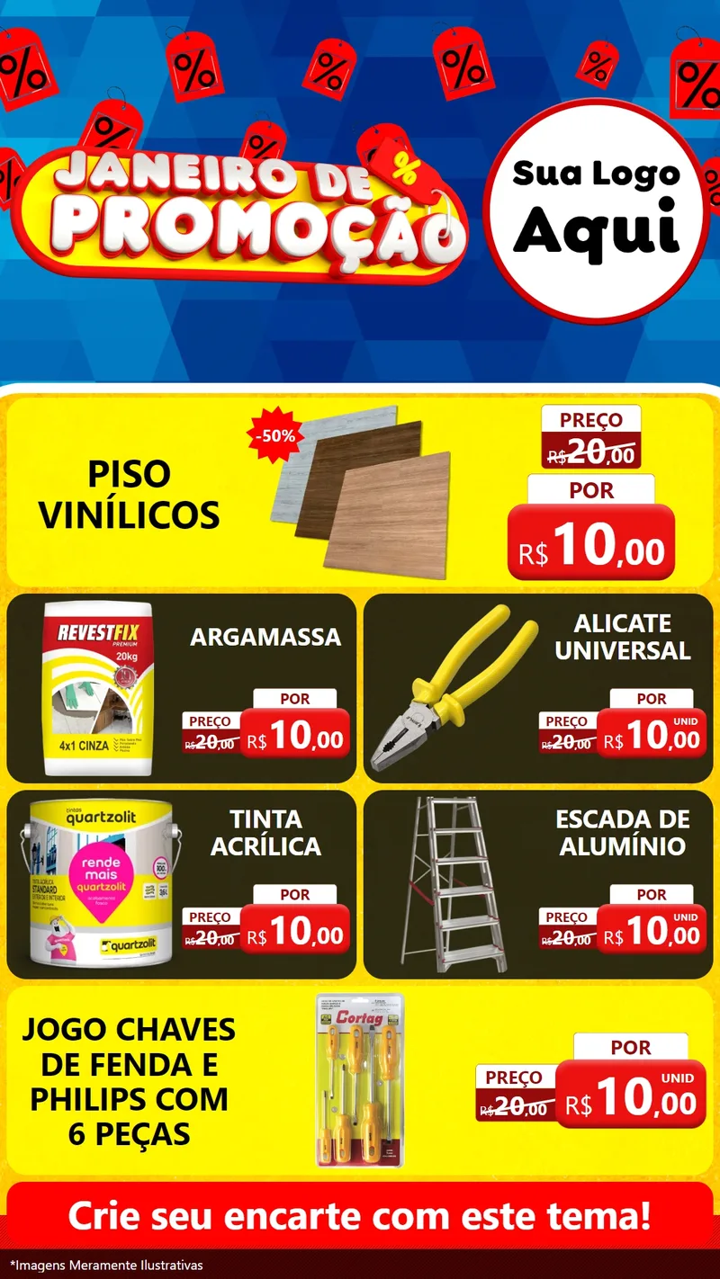 Modelo de TV para TV Vertical com o tema Janeiro de Promoção para Material para Construção